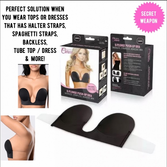 🔥On Sale Limited time🆕U - Plunge Push Up Bra Backless, Strapless, Adhesive Bra - Picture 2 of 16